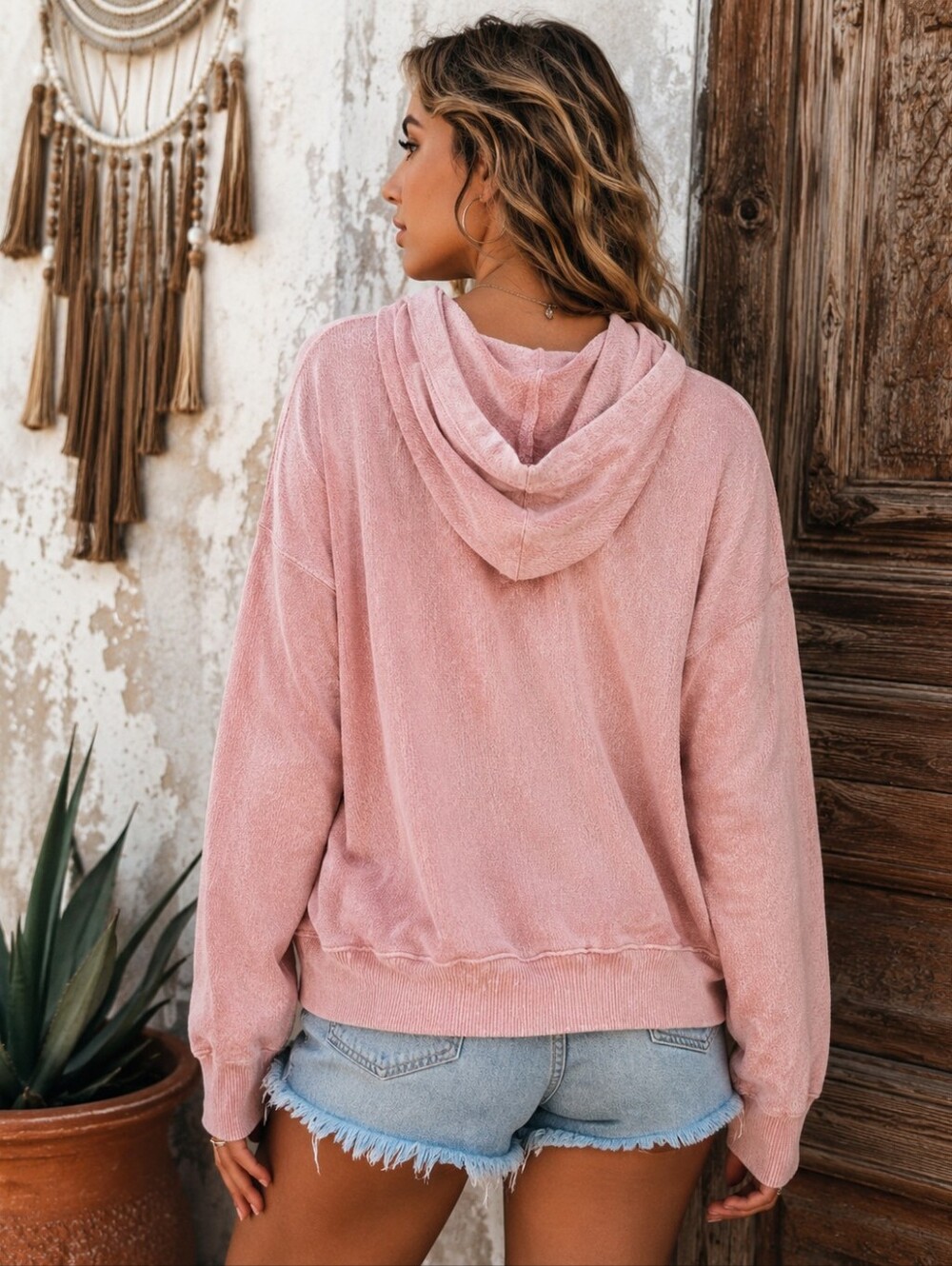 AMERICAN EAGLE PINK OVERSIZED HOODIE SWEATSHIRT SZ M - Picture 2 of 7